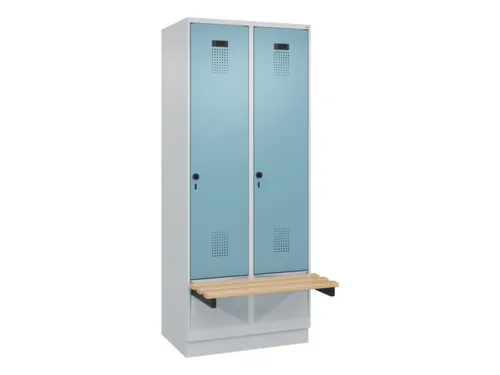 locker met bank,HxBxD 1950x800x815mm,2vak,vak B 400mm,draaigrendel