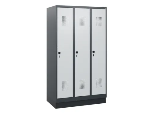schoollocker,HxBxD 1630x900x500mm,3vak,vak B 300mm,draaigrendel,sokkel
