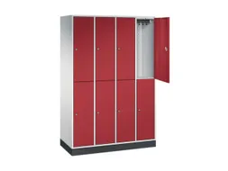 Dubbeldekse garderobekast,RAL 7035/RAL 3003,HxBxD 1950x1220x500mm
