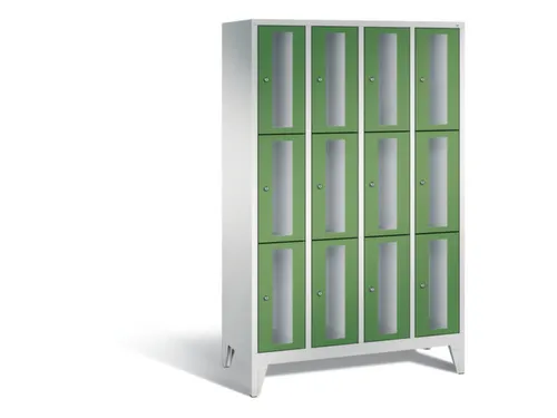 lockerkast 1850x1190x500mm 4x3 vakken Cilinderslot Poten, RAL6011