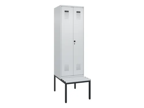 locker met bank,voor scheiding van kleding,HxBxD 2120x600x815mm,2vak