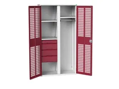 Locker 2000x1050x550mm 3 vakken lade, dubbele ventilatiedeur, RAL3004