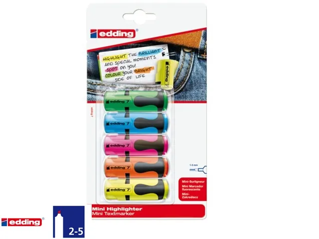 Markeerstift edding 7 mini 1-3mm assorti blister à 5 stuks