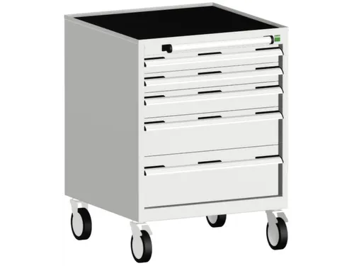 ladekast verrijdbaar 880x650x525mm 5laden romp RAL7035 front RAL7035