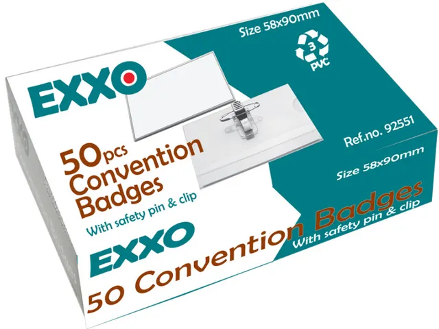 Badge 58x90mm Met Clip en Speld 50 Stuks