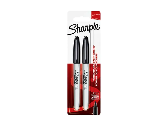 Viltstift Sharpie Fijne punt rond 0.9mm Blister à 2 stuks Zwart