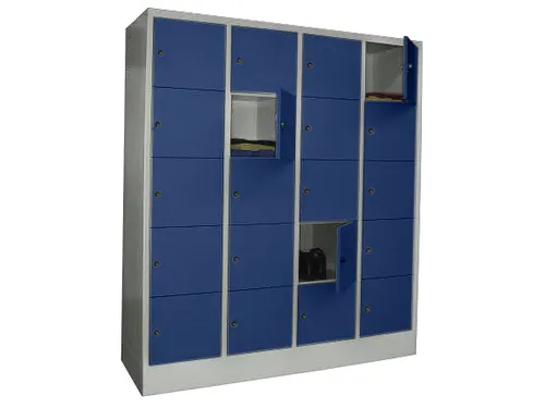 lockerkast,HxBxD 1850x1600x500mm,4x5vakken,RAL7035,front RAL5010
