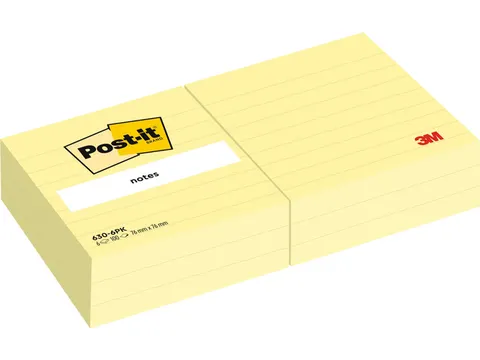 Memoblok 3M Post-it 630 76x76 mm lijn geel
