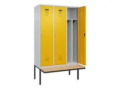 locker met bank,voor scheiding van kleding,HxBxD 2120x1200x815mm,3vak