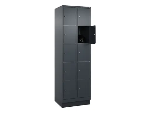 lockerkast,HxBxD 1950x600x500mm,2x5vakken,vak B 300mm,cil.-slot,sokkel