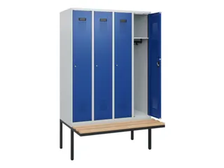locker met bank,HxBxD 1950x1200x815mm,4vak,vak B 300mm,cilinderslot - 1