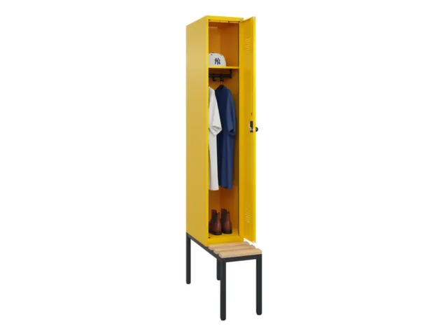 locker met bank,HxBxD 2120x300x815mm,1vak,vak B 300mm,draaigrendel