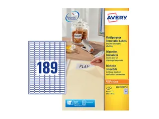 Etiket Avery L4731REV-25 25.4x10mm afneembaar wit 4725stuks - 1
