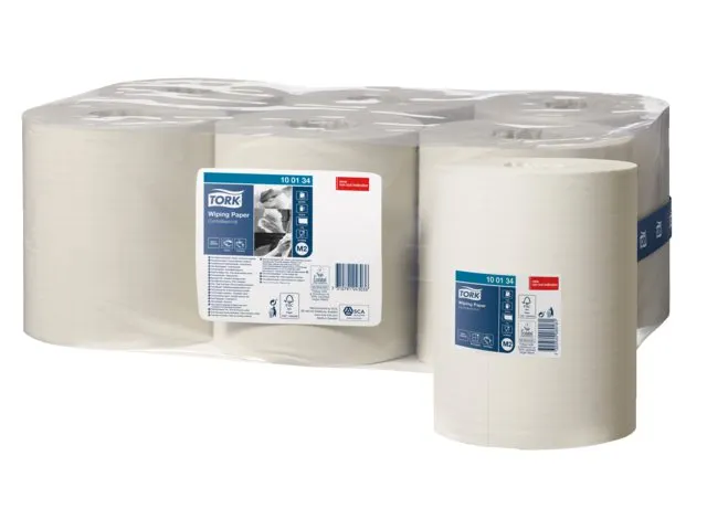 Poetspapier Tork M2 1 laags 6 rollen wit 100134