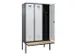 locker met bank,voor scheiding van kleding,HxBxD 2120x1200x815mm,3vak
