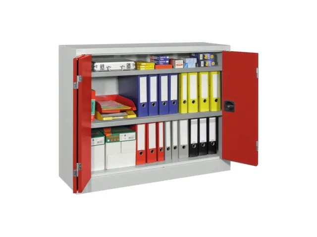 Vouwdeurkast 1000x1200x400mm 2legborden Verzinkt Ral7035 Front Ral3000