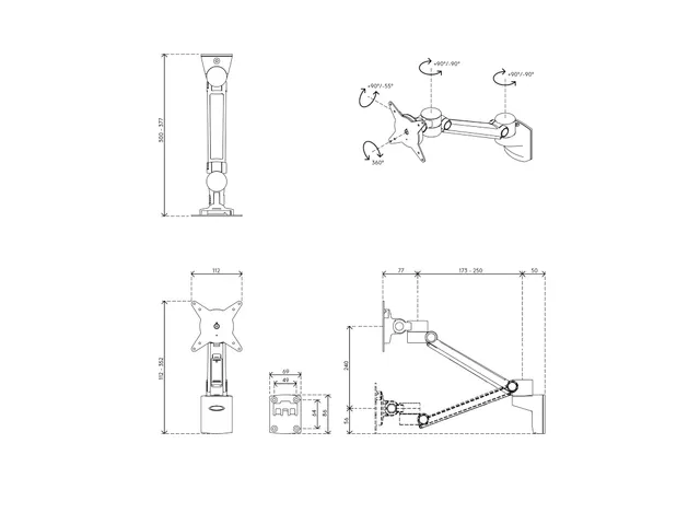 Bras Support 1 Écran ViewLite Plus 312 Argent-Blanc
