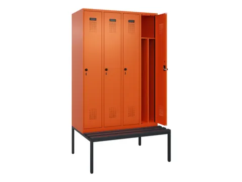 locker met bank,voor scheiding van kleding,HxBxD 2120x1200x815mm,4vak