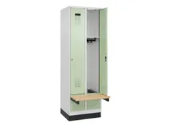 locker met bank,HxBxD 1950x600x815mm,2vak,vak B 300mm,cilinderslot