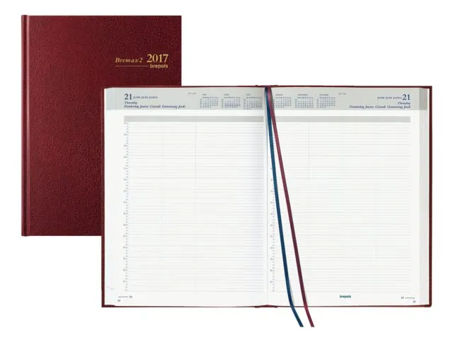 Agenda 2027 Brepols Bremax Santex A4 1dag/2pag 8 kolommen bordeaux