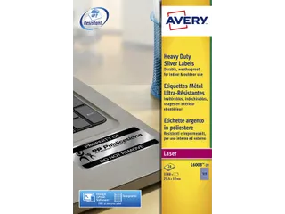 Inventaris etiketten Avery L6008-20 25.4x10mm Zilver 3780 stuks - 3
