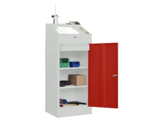 Lessenaarkast Staal Hxbxd 1095/1270x500x500mm Ral 7035 Front Ral 3000 - 2