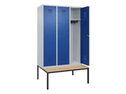locker met bank,HxBxD 2120x1200x815mm,3vak,vak B 400mm,cilinderslot