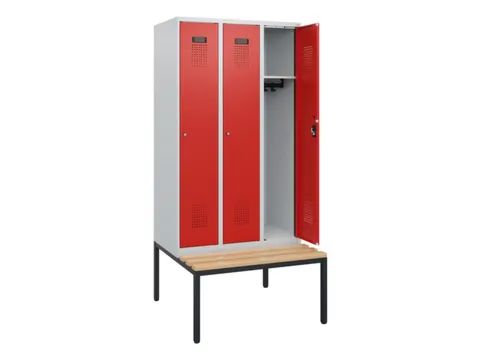 locker met bank,HxBxD 1950x900x815mm,3vak,vak B 300mm,cilinderslot