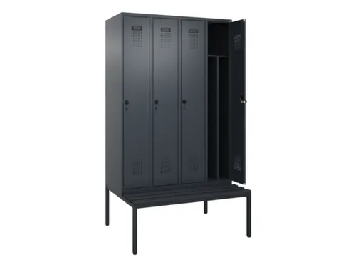 locker met bank,voor scheiding van kleding,HxBxD 2120x1200x815mm,4vak