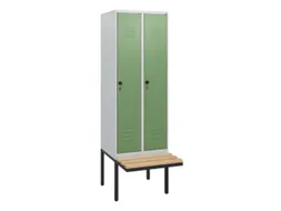 locker met bank,HxBxD 1950x600x815mm,2vak,vak B 300mm,draaigrendel