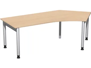 In hoogte verstelbaar hoekbureau,HxBxD 680-820x2166x1130mm,blad beuken - 2