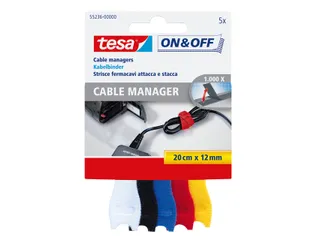 Kabelmanager tesa On & Off 12mmx20cm diverse kleuren 5 stuks - 1