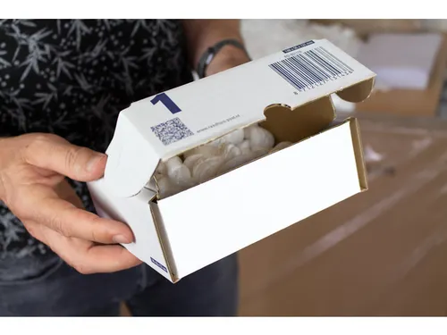 postpakketdoos 1 Raadhuis 146x131x56mm Wit bedrukt 5 stuks