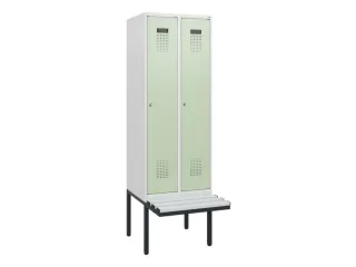 locker met bank,HxBxD 1950x600x815mm,2vak,vak B 300mm,cilinderslot - 2