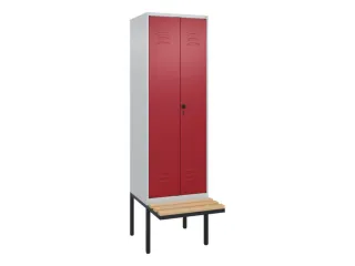 PBM-locker met bank,HxBxD 2120x600x815mm,2vak,vak B 300mm,draaigrendel - 1