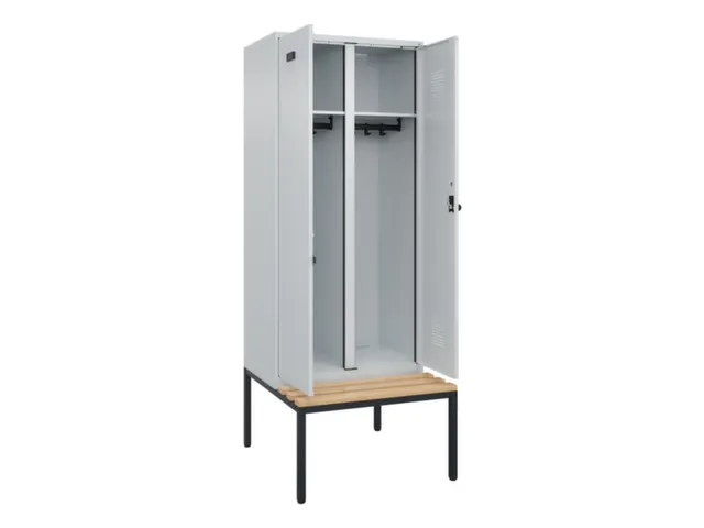locker met bank,voor scheiding van kleding,HxBxD 2120x800x815mm,2vak