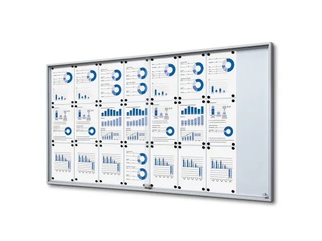 Vergrendelbaar notitiebord Indoor Slim 24xA4 met Schuifdeuren Zilver