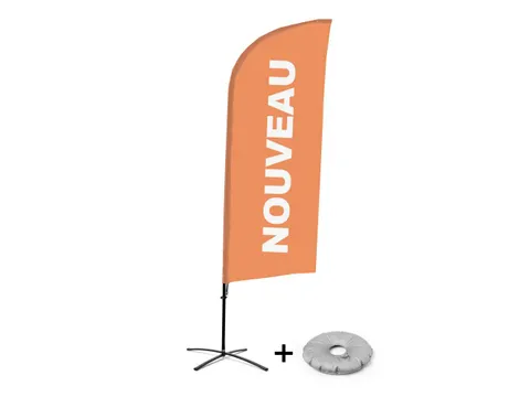 Horecavlag Alu Wind complete set "NOUVEAU" Oranje kruisvoet Zwart