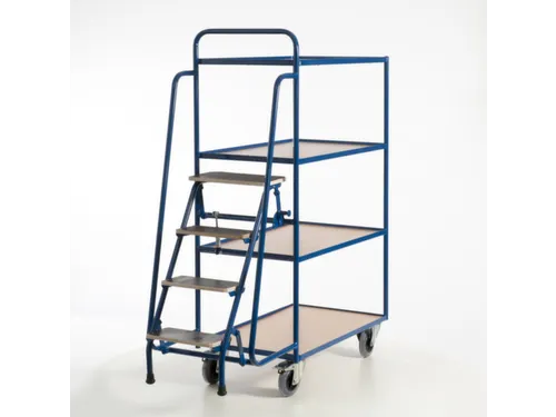 Orderverzamelwagen 990x590mm Totale H 1900mm 4 Etages Hout Ral5010