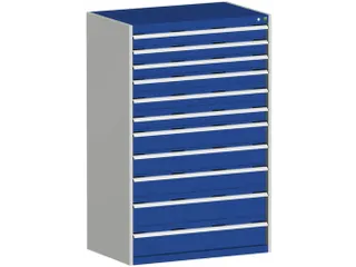 ladekast HxBxD 1600x1050x650mm 11laden RAL7035 front RAL5010 - 1