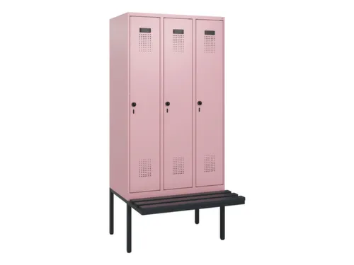 locker met bank,HxBxD 1950x900x815mm,3vak,vak B 300mm,draaigrendel
