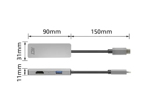Adapter ACT USB-C 4K multiport voor 2 HDMI monitoren