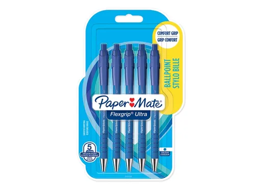 Balpen Paper Mate Flexgrip Ultra medium blauw blister à 5 stuks