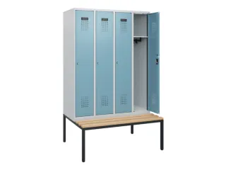 locker met bank,HxBxD 1950x1200x815mm,4vak,vak B 300mm,cilinderslot - 1
