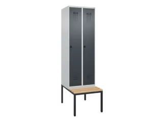 locker met bank,voor scheiding van kleding,HxBxD 2120x600x815mm,2vak - 2