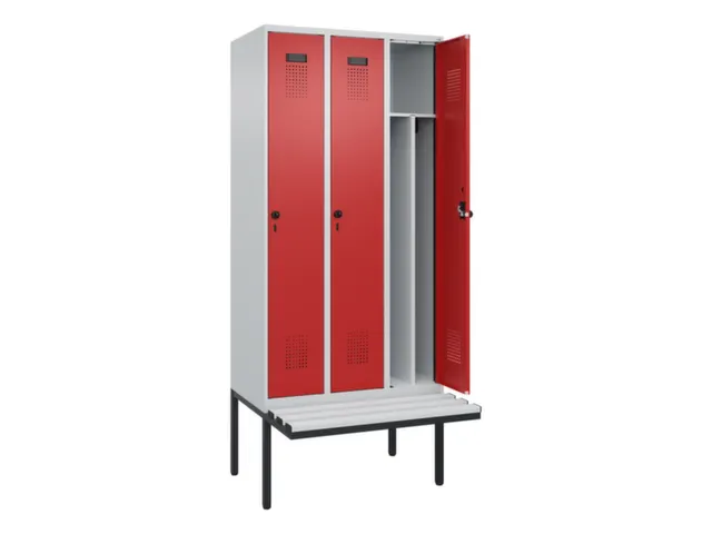 locker met bank,voor scheiding van kleding,HxBxD 2120x900x815mm,3vak