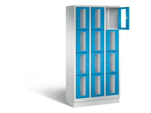 Lockerkast 1800x900x500mm 3x4 vakken Cilinderslot, Sokkel, RAL5012