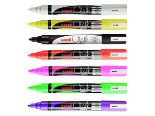 Krijtstift Uni-ball chalk rond 1.8-2.5mm fluor geel - 4