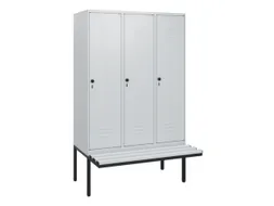 locker met bank,HxBxD 1950x1200x815mm,3vak,vak B 400mm,draaigrendel