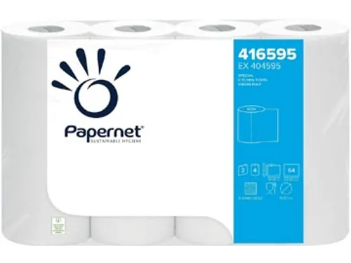 Keukenrol 2-Laags 64 Vel wit 4 Rollen